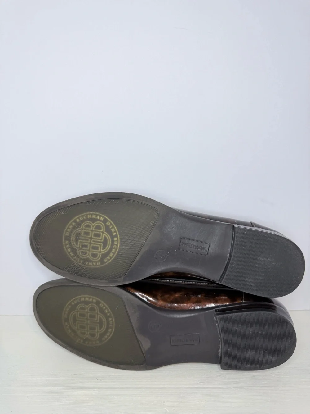 Van Buchman Tortoiseshell Patent Leather Penny Loafers Brown Size 9 M